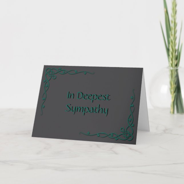 Celtic Border Deepest Sympathic Card: Green & Blac Karte (Vorderseite)