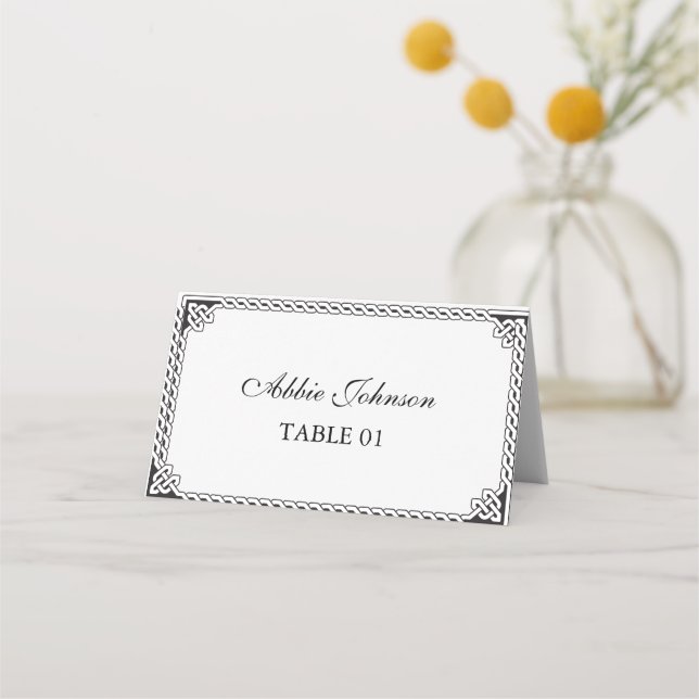 Celtic Border Frame Wedding Place Card Platzkarte (Vorderseite)