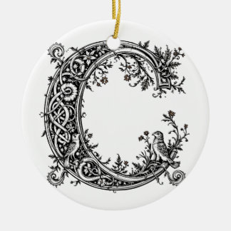 Celtic "C" with Birds Ornament