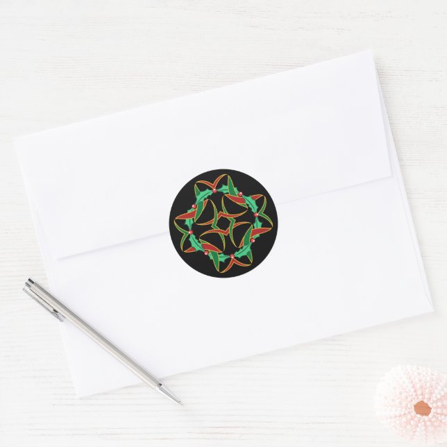 Celtic Christmas Holly Wreath Graphic Runder Aufkleber (Umschlag)