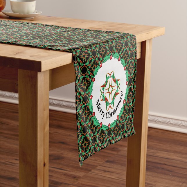 Celtic Christmas Holly Wreath Pattern Kurzer Tischläufer (Beispiel)