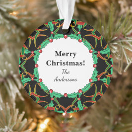 Celtic Christmas Holly Wreath Pattern Personalisie Ornament