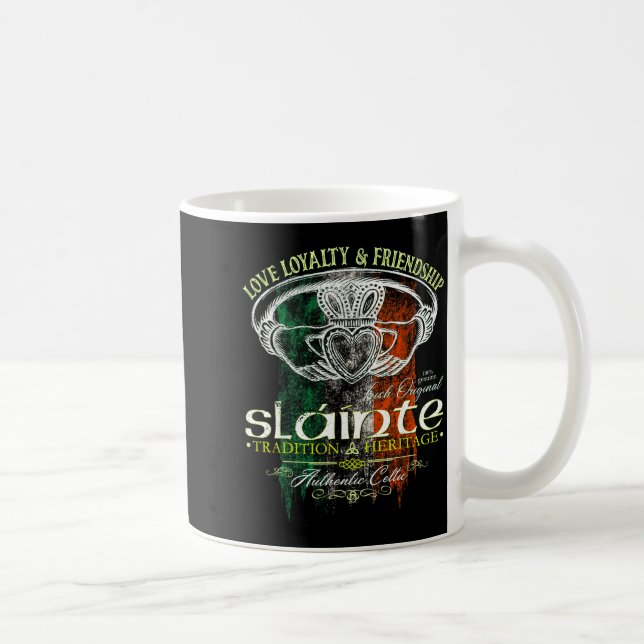 Celtic Claddagh Slainte Nge Irish Flag St. Patrick Kaffeetasse (Rechts)