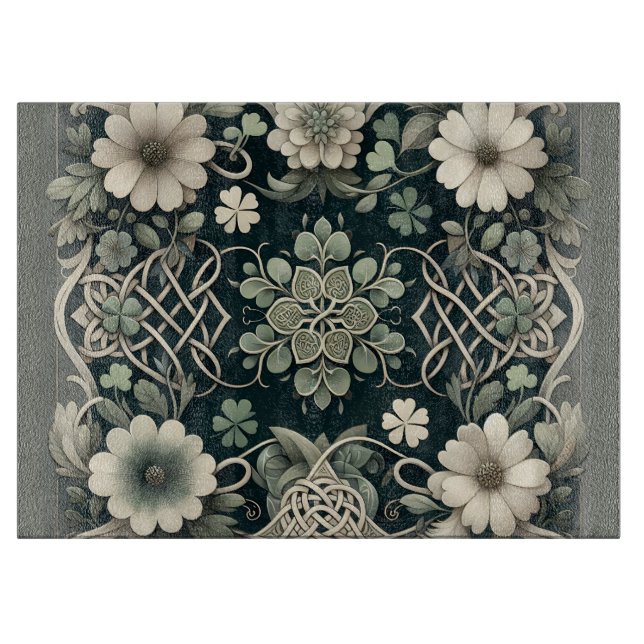 Celtic Clover Floral Charm Schneidebrett (Vorderseite)