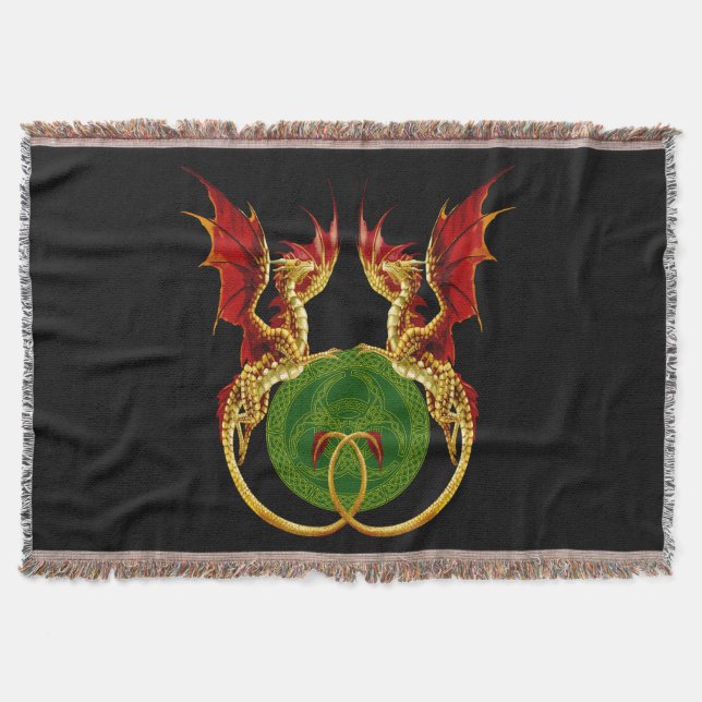 Celtic Crescent Moon and Dragons Decke (Vorderseite)