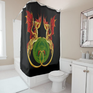 Celtic Crescent Moon and Dragons Duschvorhang