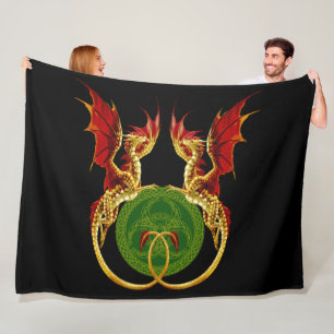 Celtic Crescent Moon and Dragons Fleecedecke