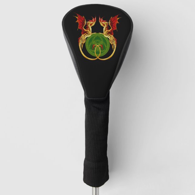 Celtic Crescent Moon and Dragons Golf Headcover (Vorderseite)