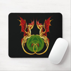 Celtic Crescent Moon and Dragons Mousepad