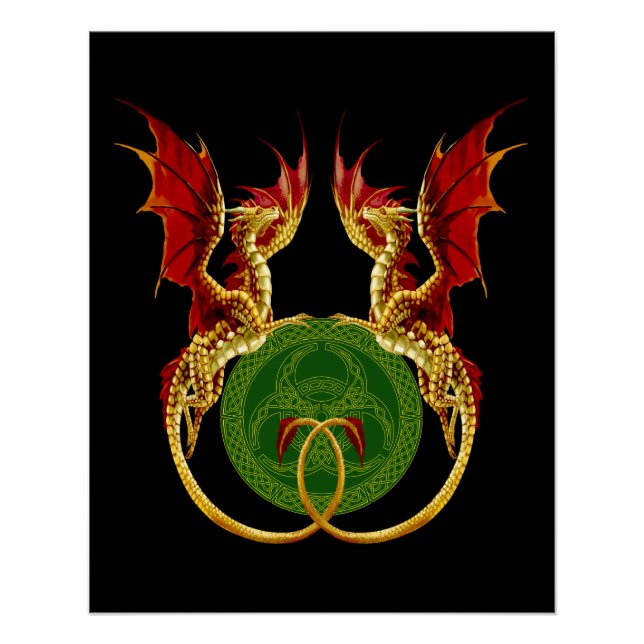Celtic Crescent Moon and Dragons Poster (Vorderseite)