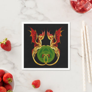 Celtic Crescent Moon and Dragons Serviette