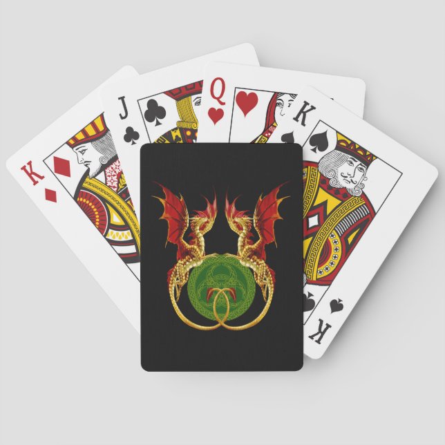 Celtic Crescent Moon and Dragons Spielkarten (Rückseite)