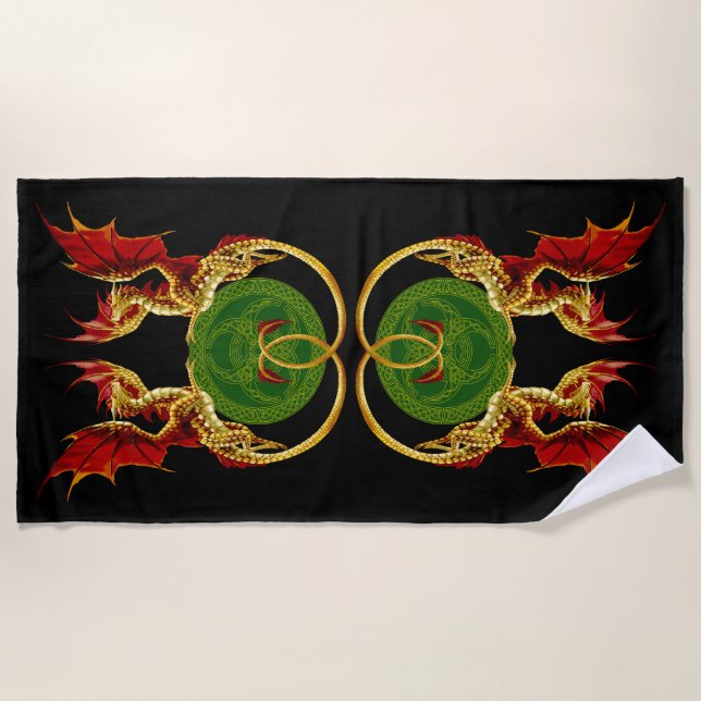 Celtic Crescent Moon and Dragons Strandtuch (Vorderseite)