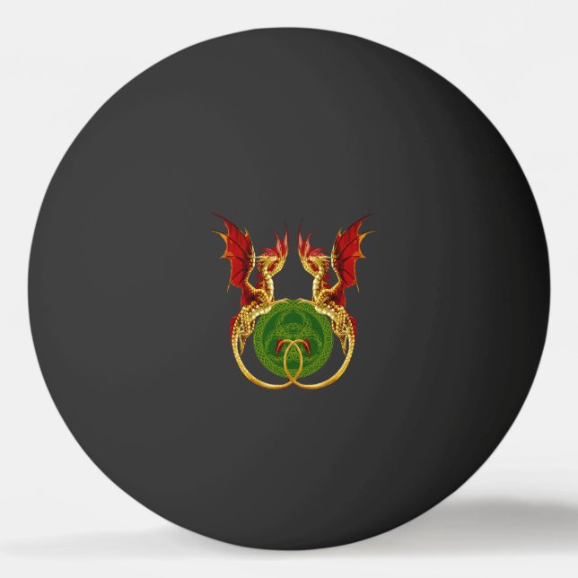 Celtic Crescent Moon and Dragons Tischtennisball (Vorderseite)