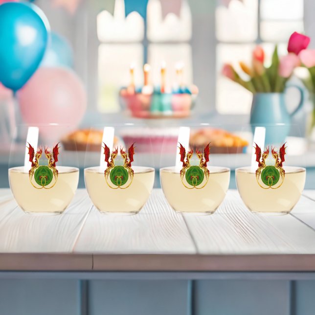 Celtic Crescent Moon and Dragons Weinglas Ohne Stiel (Insitu (Baby Party))