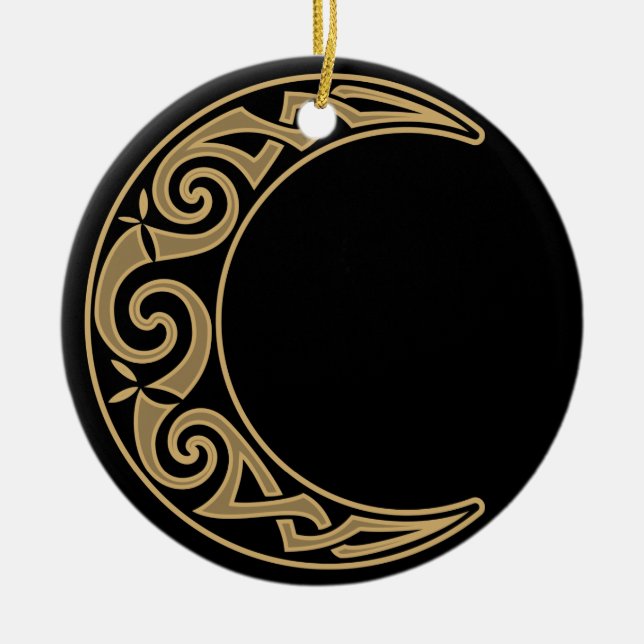 Celtic Crescent Moon Keramik Ornament (Vorne)