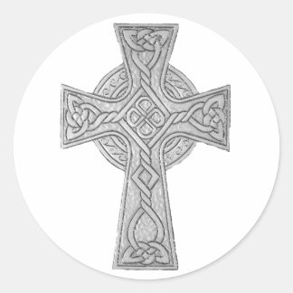 Celtic Cross 3 Black Runder Aufkleber