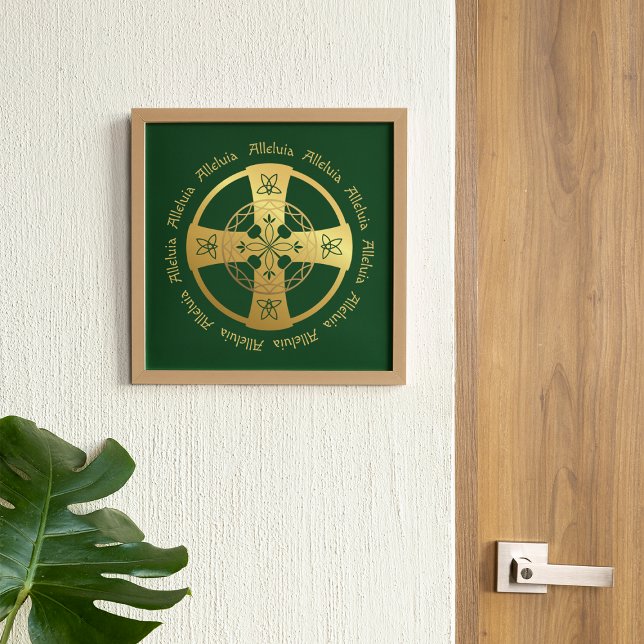 Celtic Cross Alleluia Gold für grüne Printwerbung Poster (Von Creator hochgeladen)