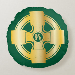 Celtic Cross Celtic Knot Letter K Monogram Rundes Kissen