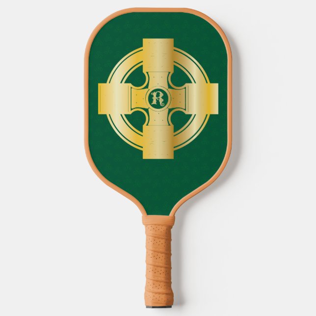 Celtic Cross Celtic Knot Letter R Monogram Pickleball Schläger (Vorderseite)