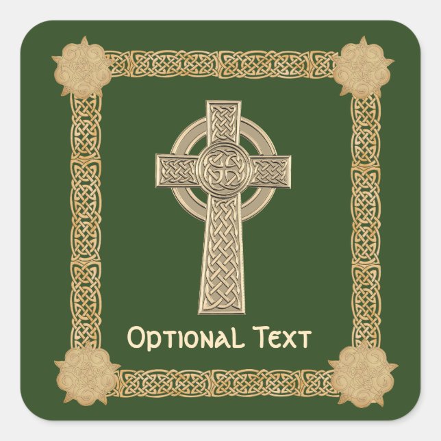 Celtic Cross Custom Quadratischer Aufkleber (Vorderseite)