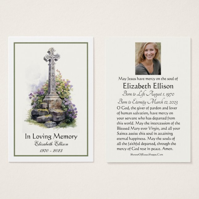 Celtic Cross floral Irish Beerdigung Gebet (Vorne & Hinten)