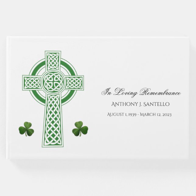 Celtic Cross Irish Kleeblatts Gedenkfeier Gästebuch (Vorderseite)