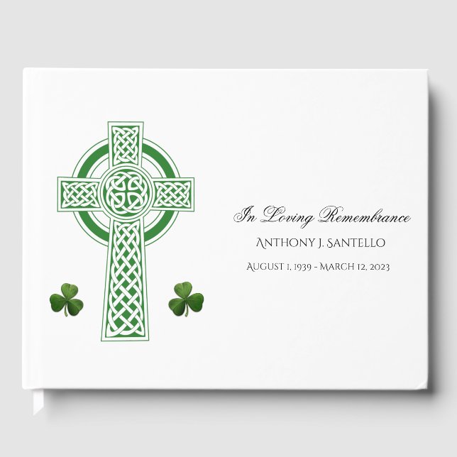 Celtic Cross Irish Kleeblatts Gedenkfeier Gästebuch (Vorderseite)