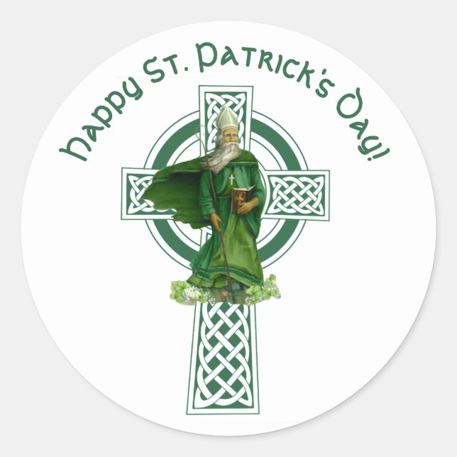 Celtic Cross Irish Kleeblatts St Patricks Day Runder Aufkleber (Vorderseite)
