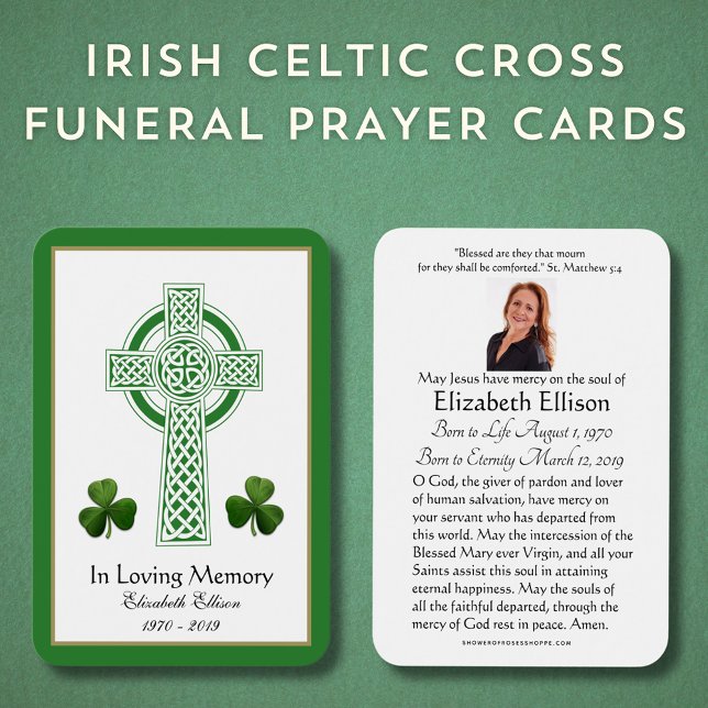 Celtic Cross Kleeblatts Beerdigungsgebet (Irish Celtic Cross Catholic Funeral Prayer Cards - Easy to Personalize)