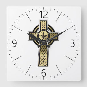Celtic cross quadratische wanduhr
