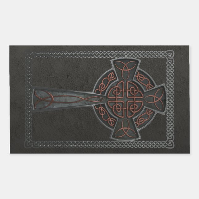 Celtic Cross Rechteckiger Aufkleber (Vorderseite)