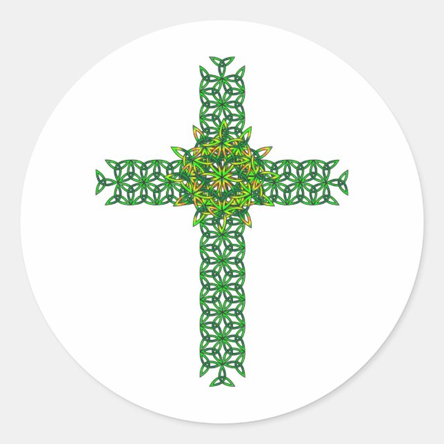 Celtic Cross Runder Aufkleber (Vorderseite)
