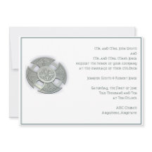 Celtic Cross Silver White Wedding Einladung