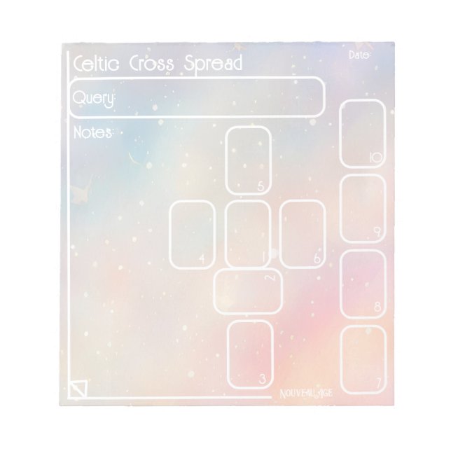 Celtic Cross Tarot Spread (mittel, pastel) Notepad Notizblock (Vorderseite)