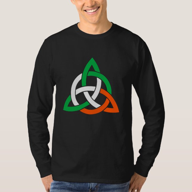 Celtic Cross Trinity Knot Triquetra Irish Flag Poc T-Shirt (Vorderseite)