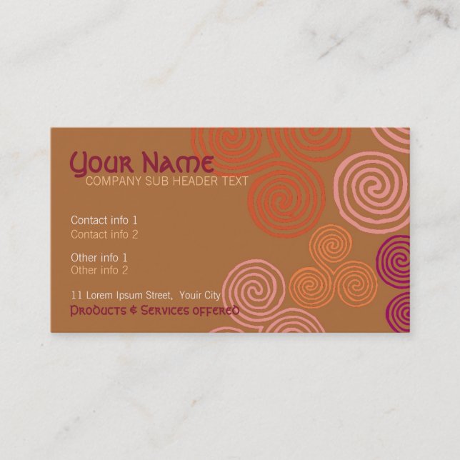 Celtic Curl Swirl Business Card Visitenkarte (Vorderseite)