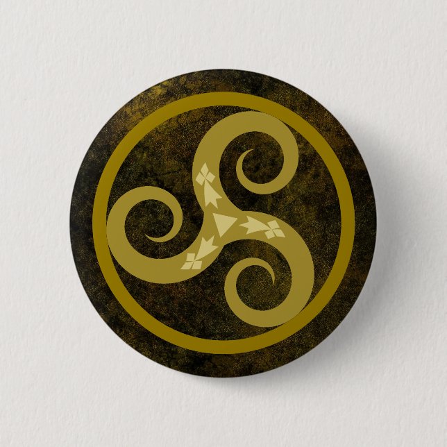 Celtic Decorative Gold Triskele Symbol Button (Vorderseite)