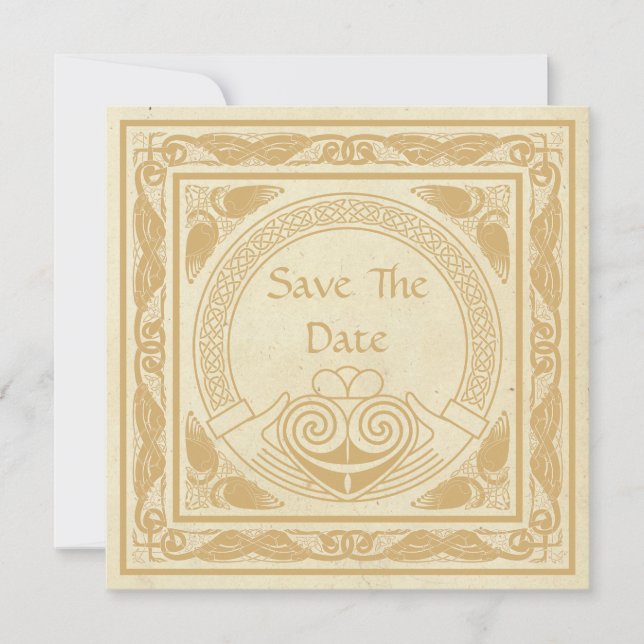 Celtic Design mit Claddagh Wedding speichern Sie d Save The Date (Vorderseite)