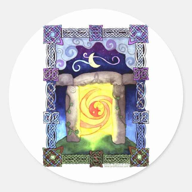 Celtic Doorway Runder Aufkleber (Vorderseite)