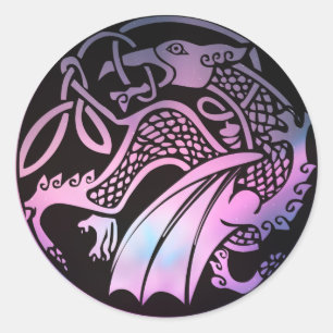 Celtic Dragon Round Runder Aufkleber