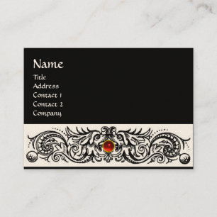 CELTIC DRAGONS MONOGRAM, Schwarz-Weiß, Rot-Ruby Visitenkarte