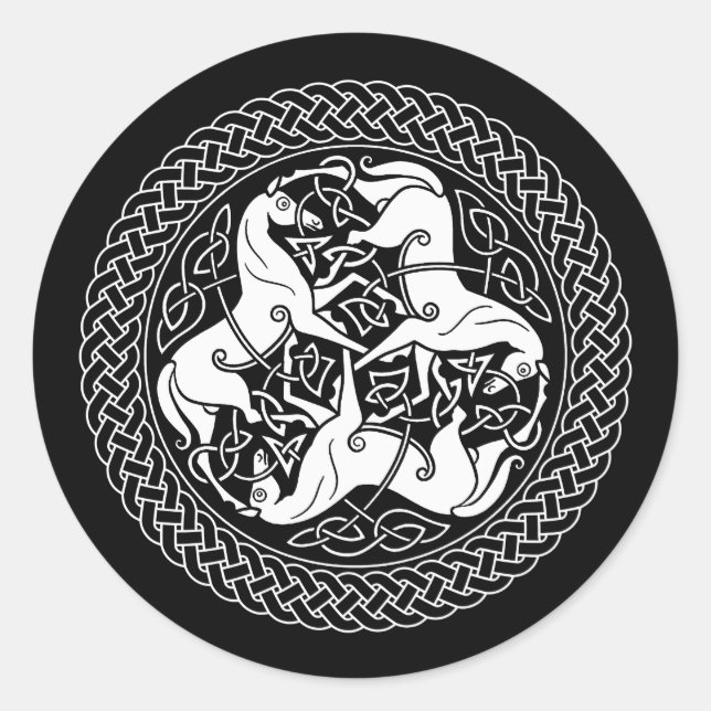 Celtic Epona Knoten mit Pferden Runder Aufkleber (Vorderseite)