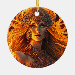 Celtic Fire Goddess Brighid Imbolc Keramik Ornament
