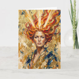 Celtic Fire Goddess Brigid Gold Leaf Fantasy Art Karte