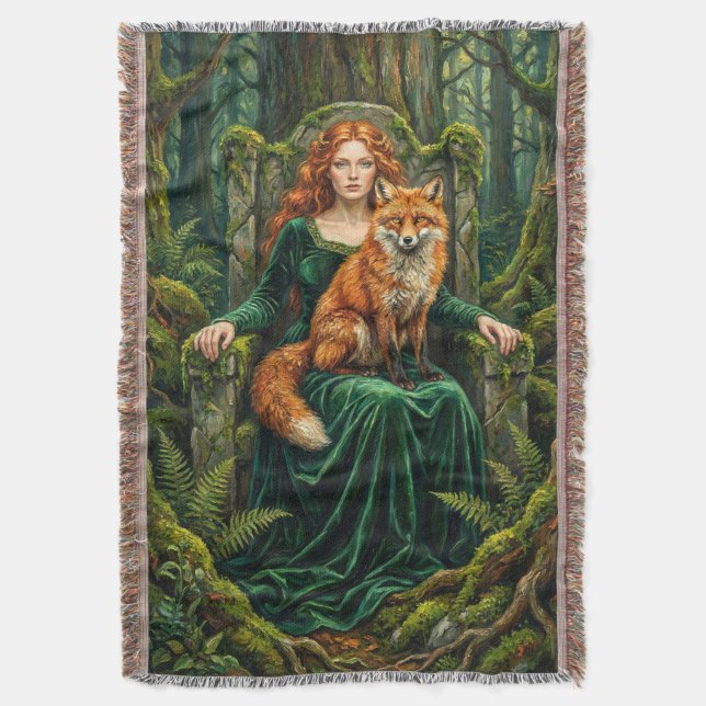 Celtic Forest Queen Red Fox Witch Fantasy Art ( Decke (Vorderseite Vertikal)