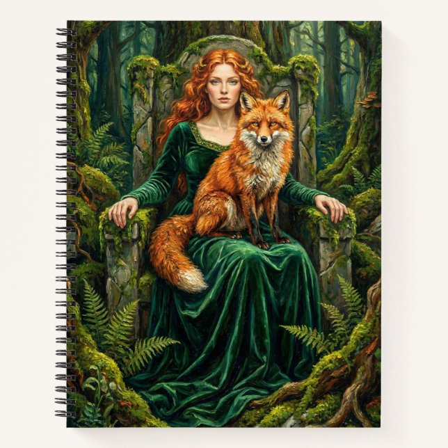 Celtic Forest Queen Red Fox Witch Fantasy Art ( Notizbuch (Vorderseite)