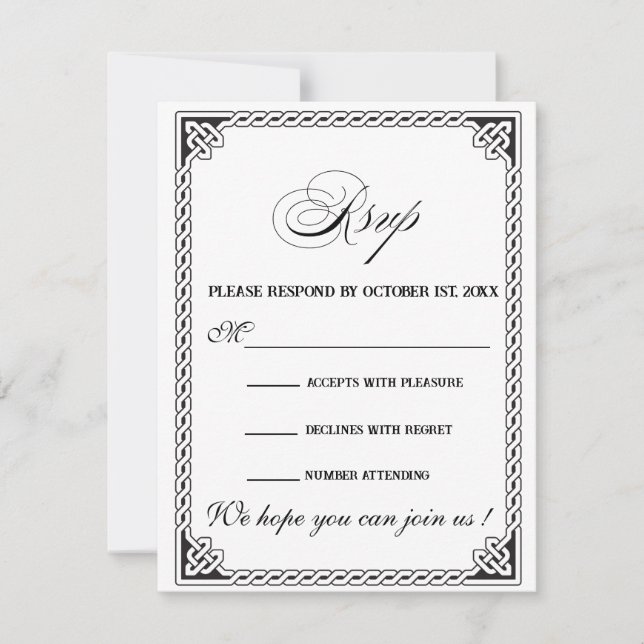 Celtic Frame Wedding RSVP Card Karte (Vorderseite)