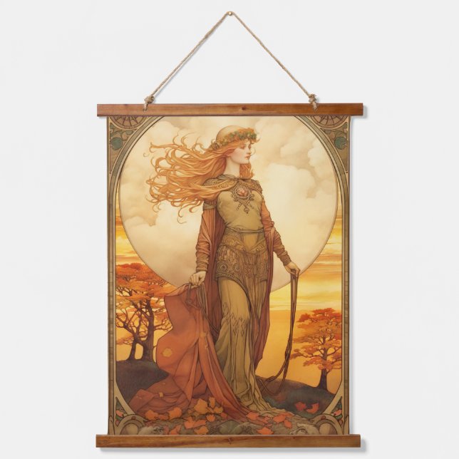 Celtic Goddess Brigid Wall Hängeband Wandteppich Mit Holzrahmen (Vorderseite)