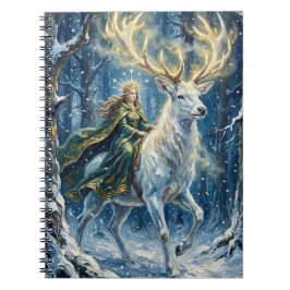 Celtic Goddess & Glowing White Stag Notizblock